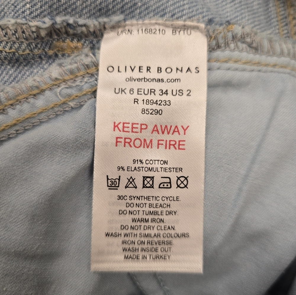 Oliver Bonas Blue Denim Relaxed Barrel Jeans Size 2 - Picture 7 of 9